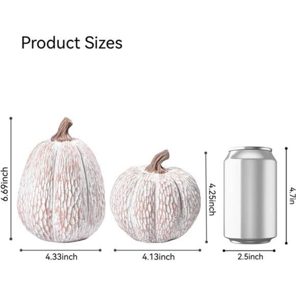 Artificial Pumpkin Decor, Brown and White Decorative Pumpkins, Thanksgiving - Picture 2 of 7